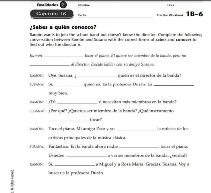 Realidades 1 capitulo 1b answers page 27