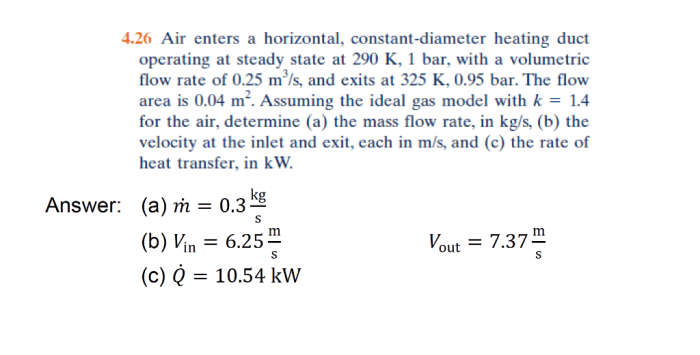 Air enters a horizontal constant-diameter heating duct